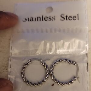 Stainless Steel Twisted Hoop Earrings